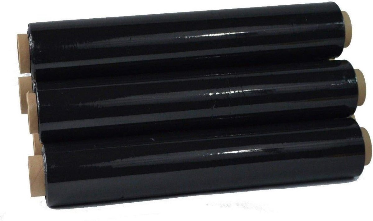 Stretchfolie 500mm 23my - Zwart - 5 rollen - Hoog rekvermogen voor palletverpakking - ShopVlot