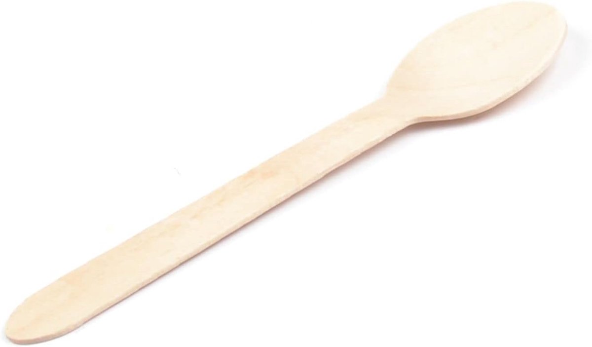 Houten lepels 16 cm - Wegwerp bestek - Natuurlijke hout - Ideaal voor feesten - ShopVlot