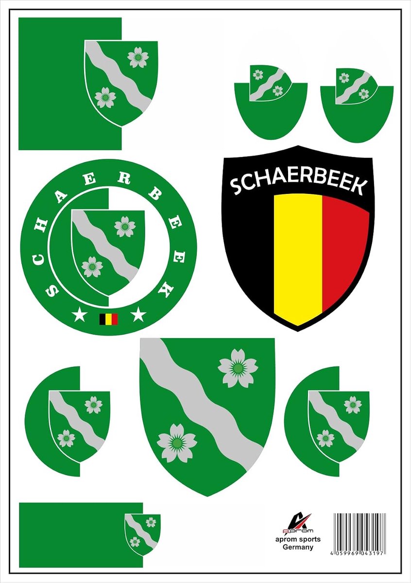 Stickerkaart Schaerbeek België 9 Stuks - Vinyl Waterproof - Diverse Maten - Perfect voor Auto en Motor - ShopVlot