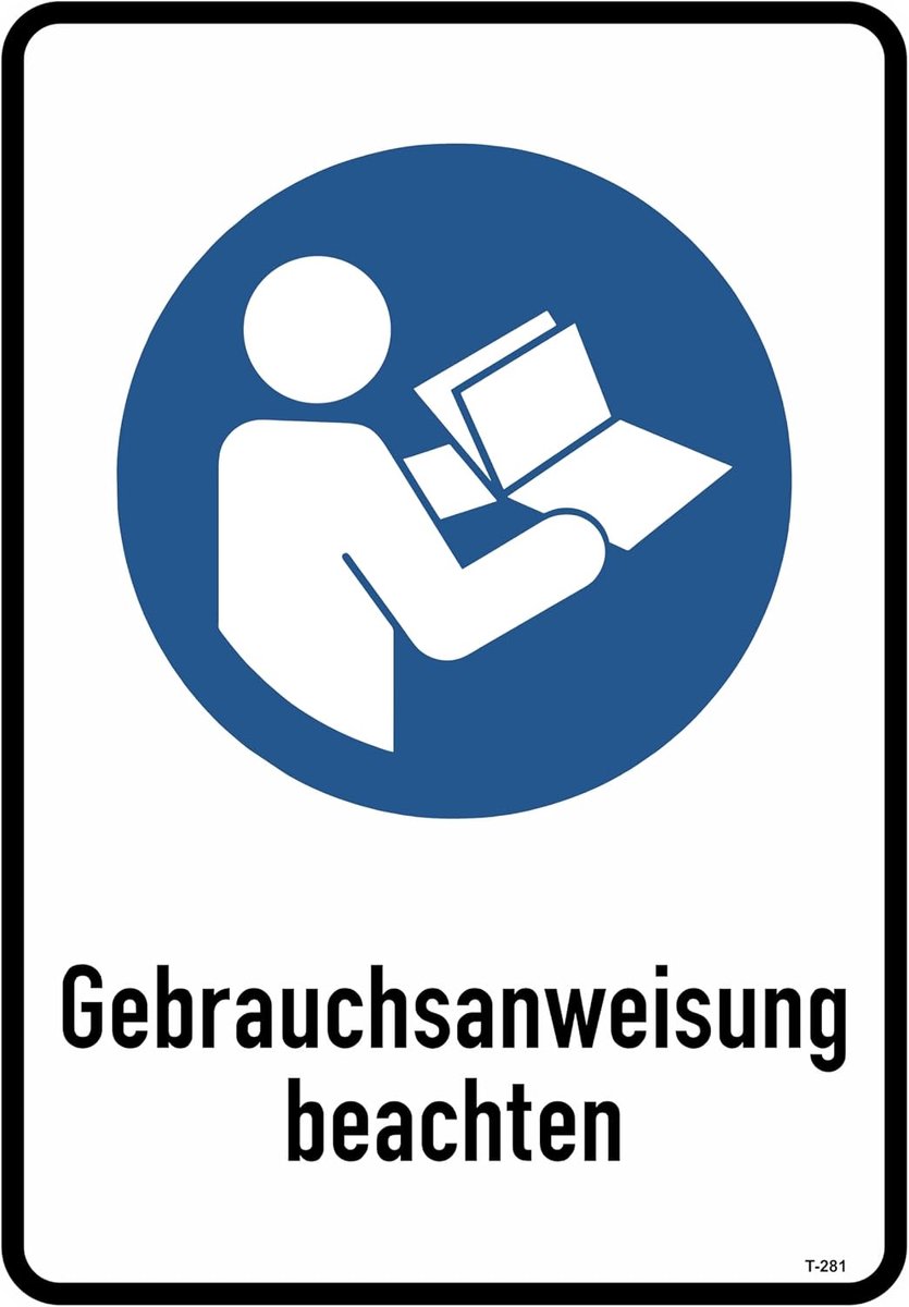 Instructies sticker 23 x 16 cm - Zelfklevend - Glanzend UV-print - Veiligheidswaarschuwing - ShopVlot