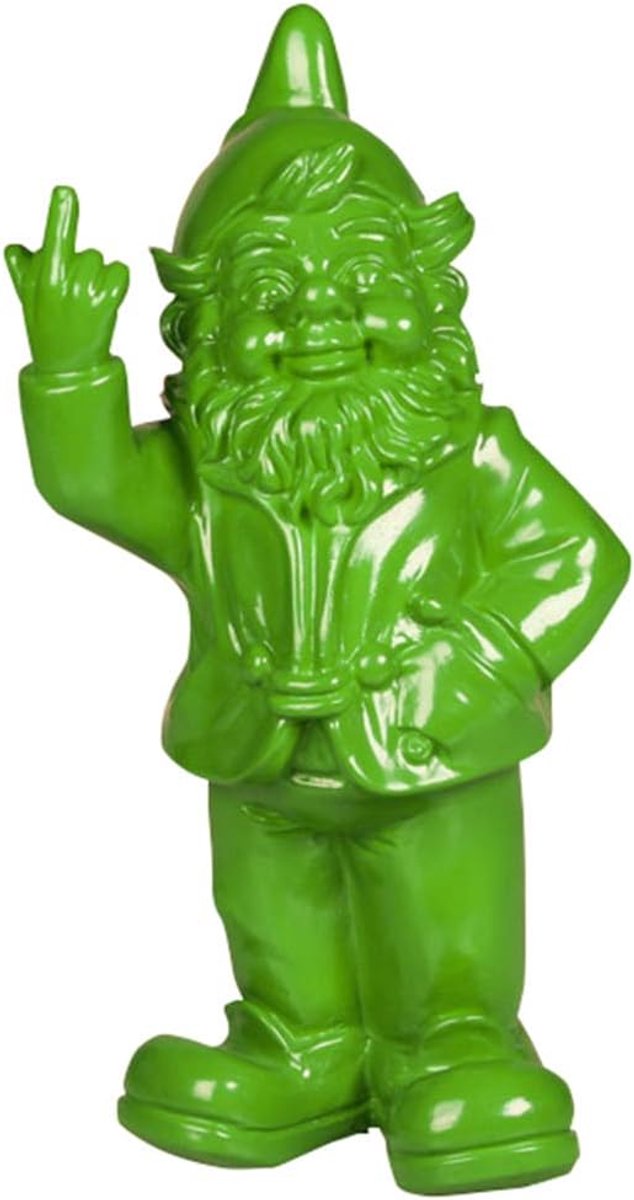 Gnome F Ck You Cm 20 - limegroen - polyresin - geschikt voor binnen en buiten - ShopVlot