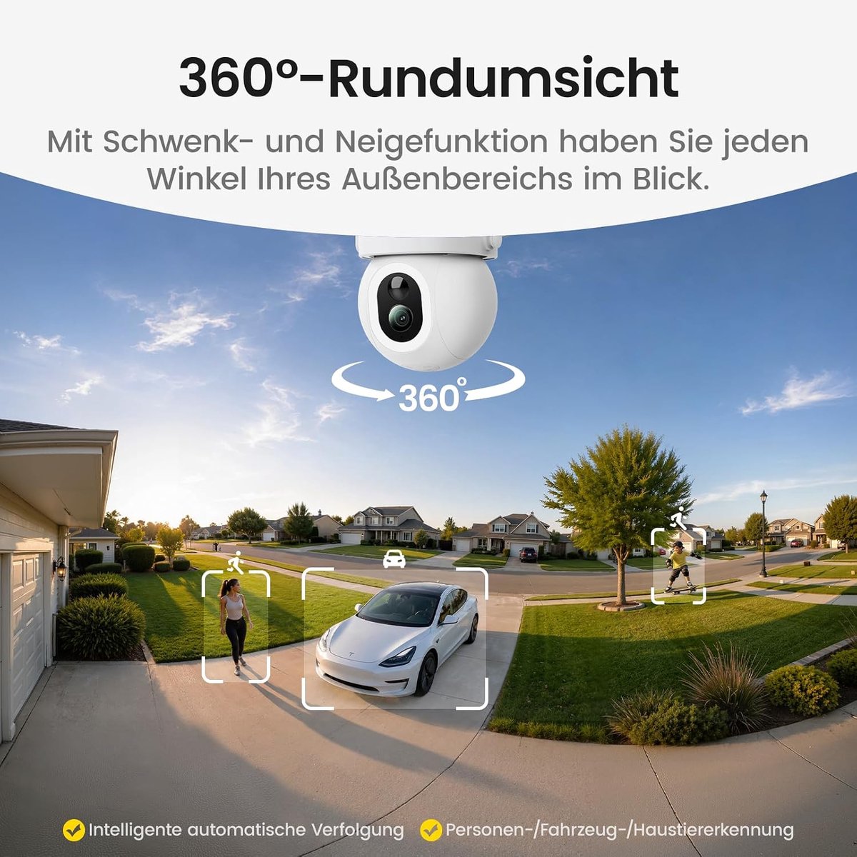 Buiten beveiligingscamera 4K 8MP - Zonnebatterij - 360° PTZ - Bewegingsdetectie met nachtzicht - ShopVlot
