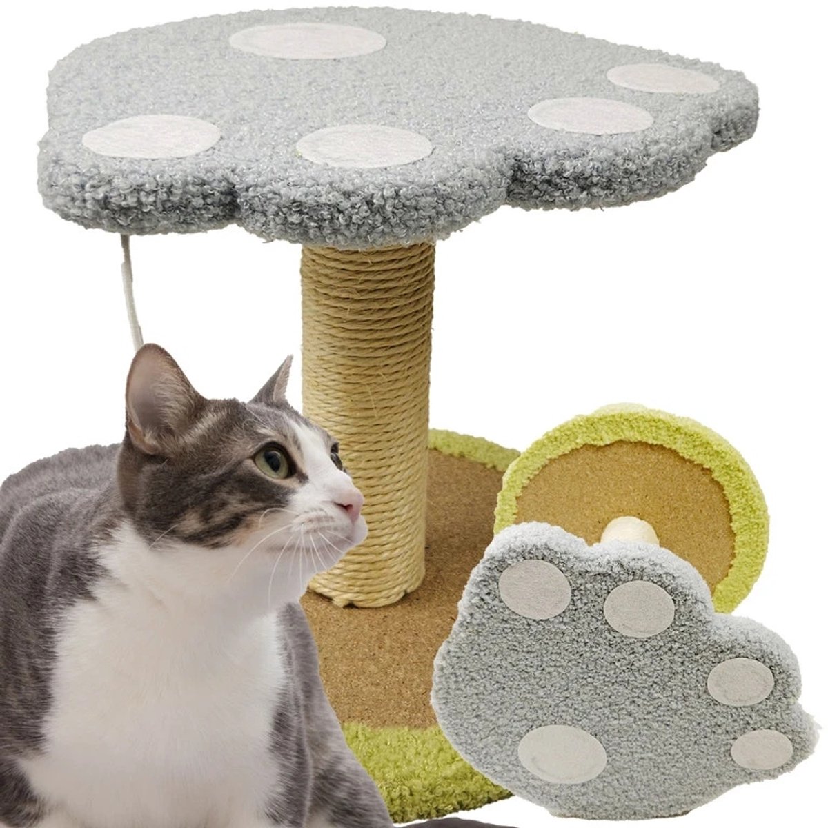 Kattenkrabpaal met speelbal en comfortabel roestbed