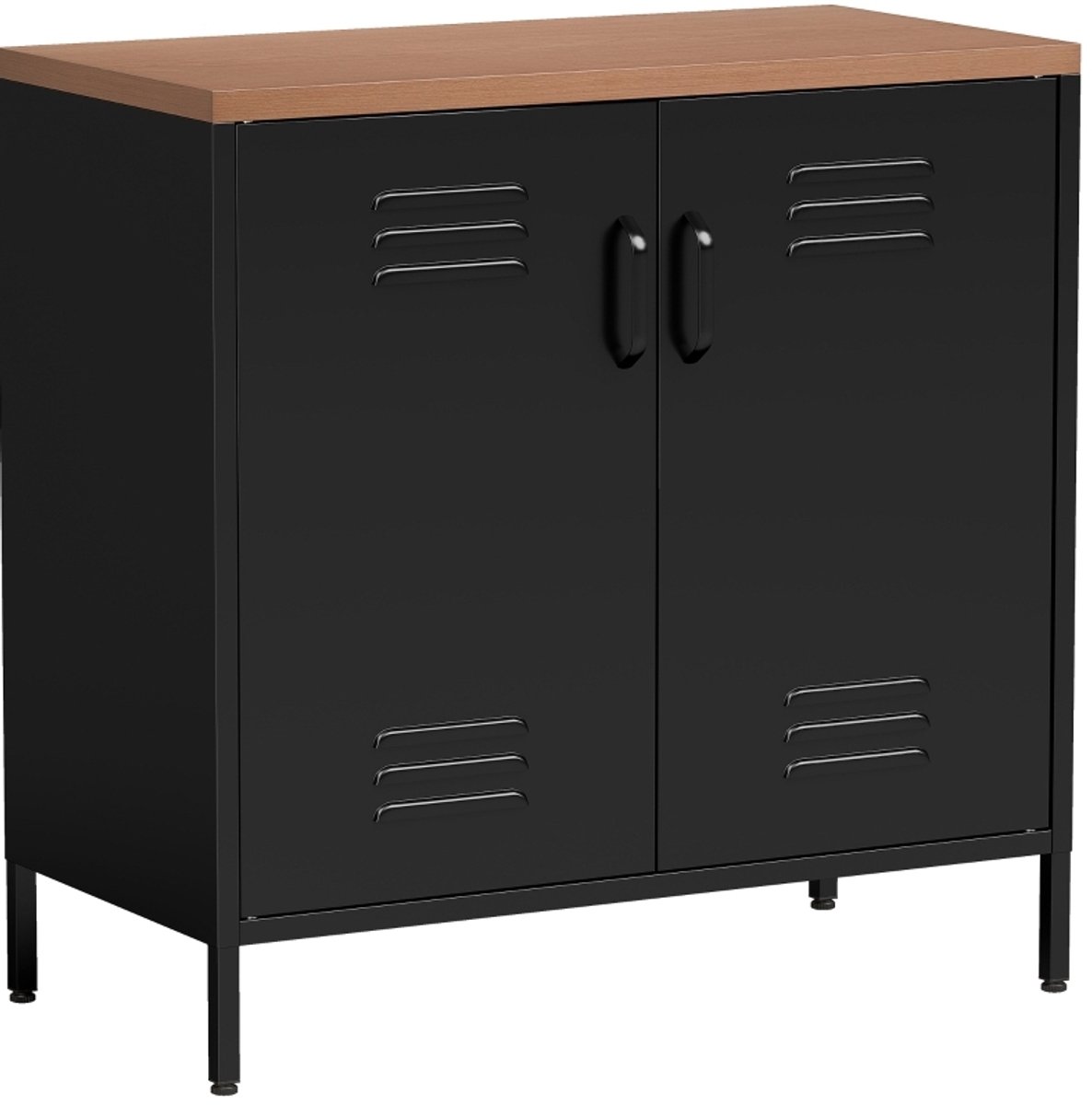 STILVORA Dressoir - Industrieel Metalen Opbergkast Met 2 Deuren En Verstelbare Plank - Voor Woonkamer En Kantoor - Zwart - 80x40x80 Cm