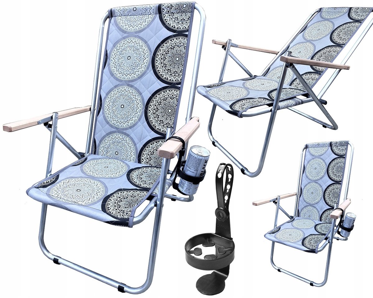 Comfortabele Merkloze Strandstoel/Tuinstoel tot 150kg met Bekerhouder