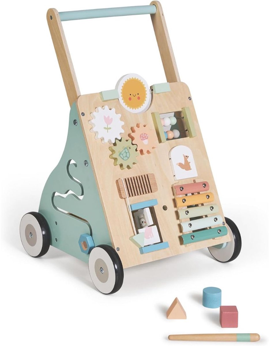 VALI® Loopwagen Baby - Educatief Loopspeelgoed - Speelgoed voor Leren Lopen - Blauw - 40cm x 30cm x 10cm