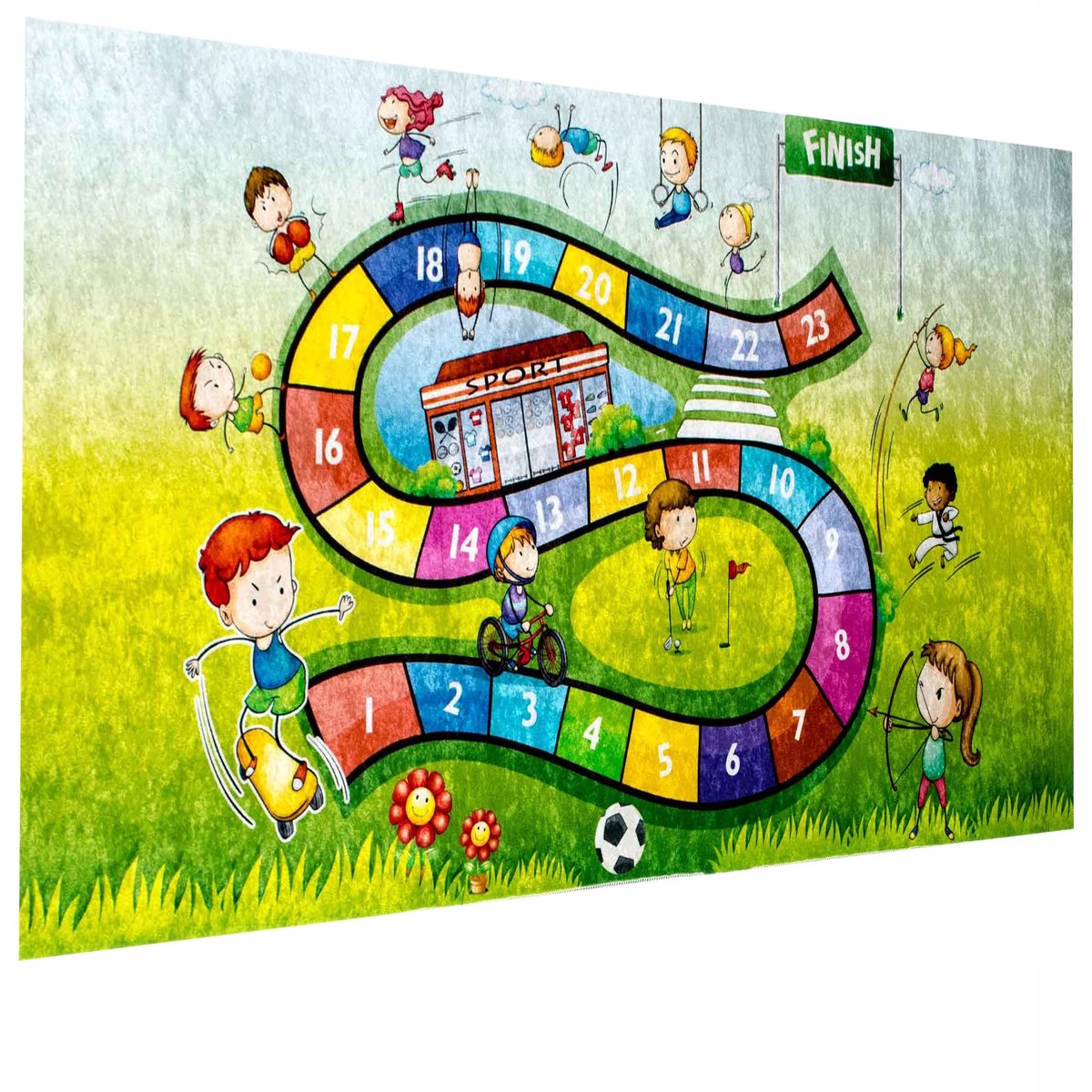 Antislip Kindertapijt Sport Spel 140x200 cm - Wasbaar & Zacht