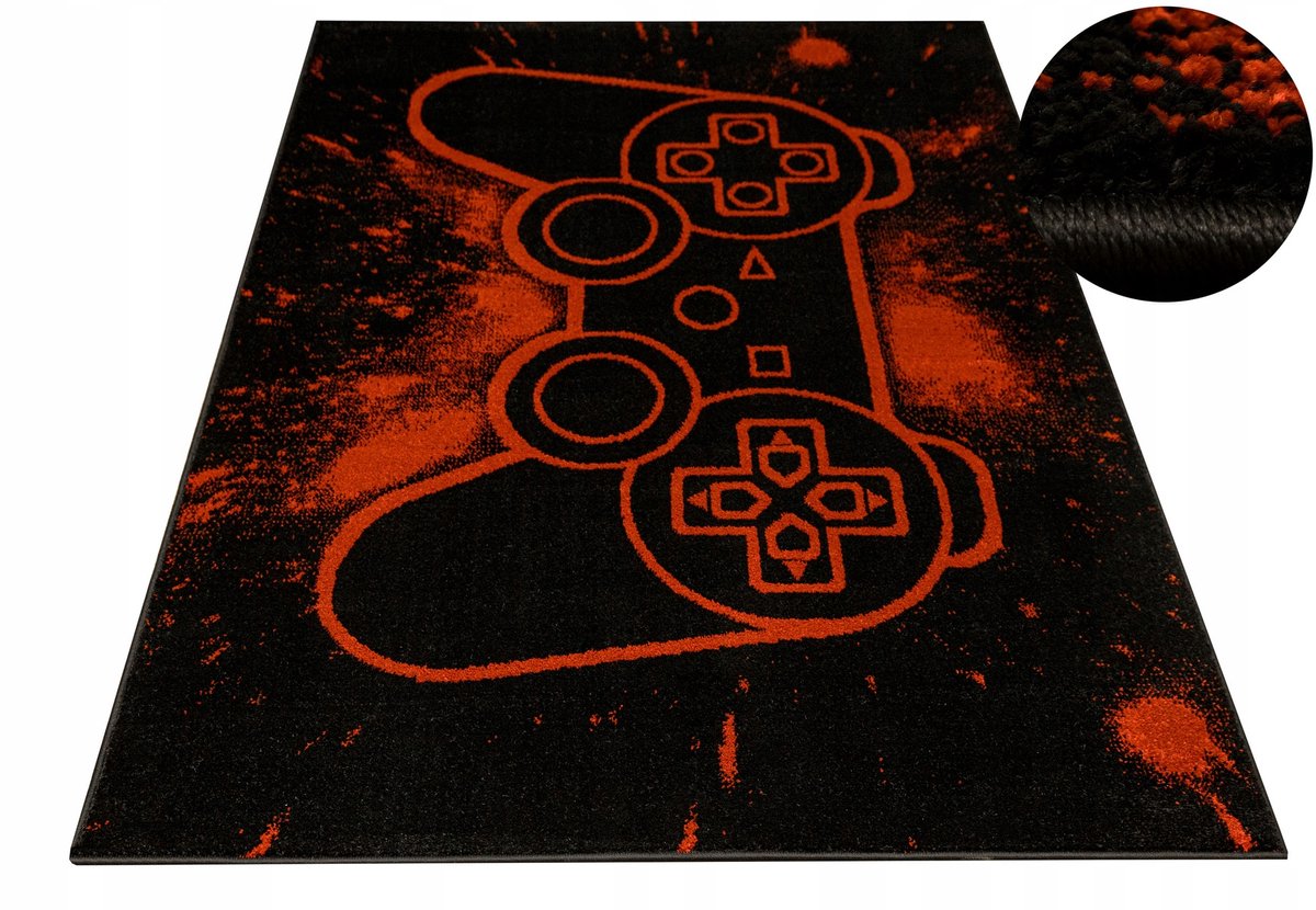 Gaming Vloerkleed Gamepad Zwart/Rood 120x170 cm - Kinderkamer