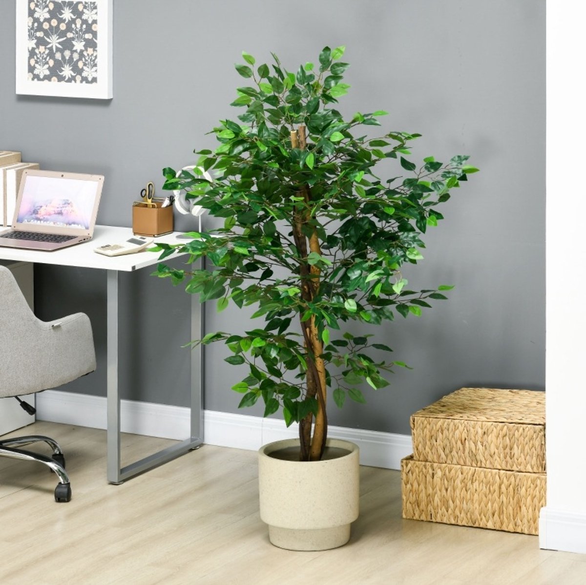 Kunstplant Realistisch Ficusboom Met Pot 150 Cm Kunststof Groen Voor Binnen En Buiten Onderhoudsvriendelijk
