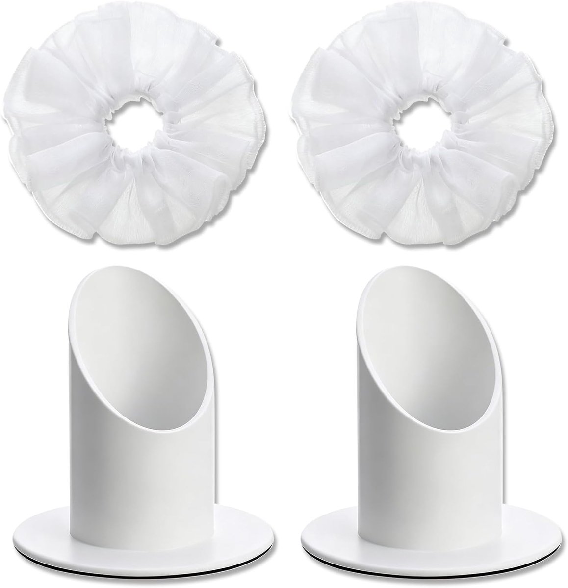 Set van 2 kandelaars 4 cm - metaal - wit - voor doopkaarsen en communie - ShopVlot