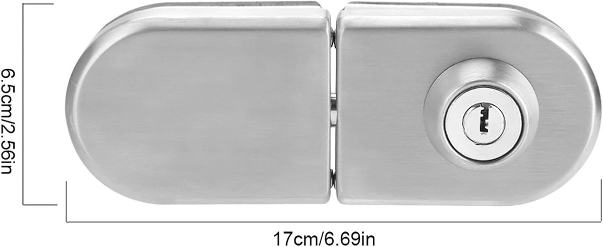 Glasdeurslot 10-12mm - RVS met sleutel - zonder boren - ideaal voor badkamer en hotel - ShopVlot