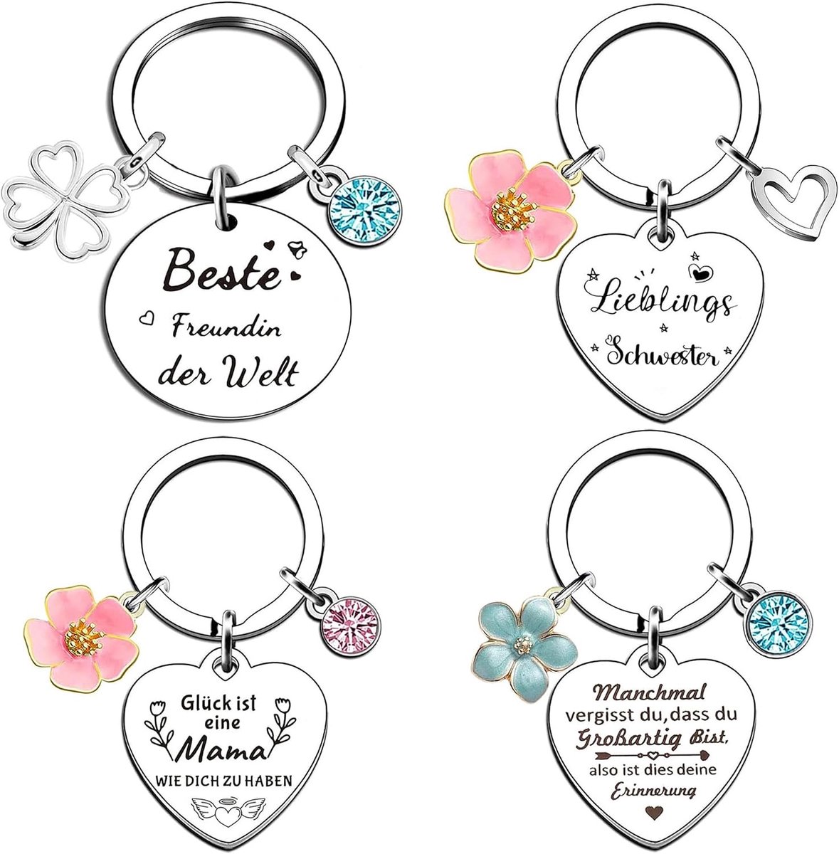 Sleutelhangers 4 stuks - feestelijke decoraties - ideaal als cadeau voor vrouwen - perfect voor feestjes - SnelShoppen