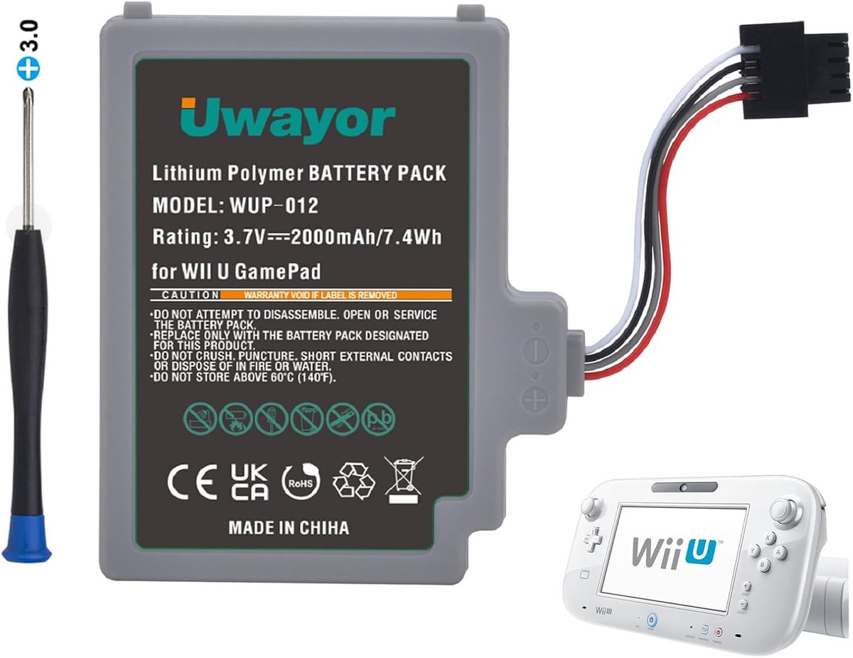Vervangingsbatterij Wii U Gamepad Controller - 3.7V 2000mAh - Compatibel met WUP-012 - Voor langere speeltijd - SnelShoppen