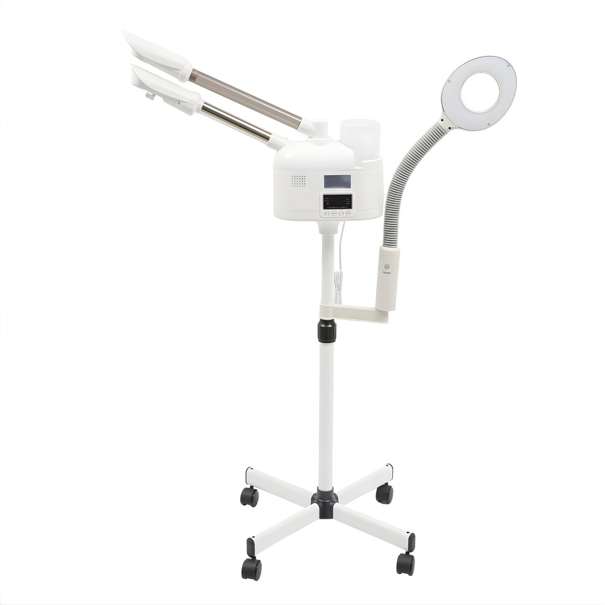 Gezichtsstomer – Voor Schoonheidssalon & Thuisgebruik – Nano Ionische Facial Steamer met PTC Verwarming, 3-in-1 Touchscreen, Warm/Koud, Verstelbaar 85–121 cm – Ivoor