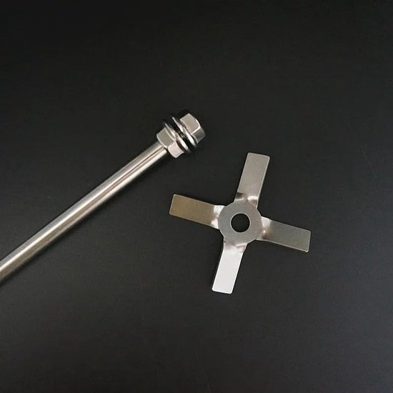 Roestvrijstalen Roerders - Laboratorium Mengstaven - Efficiënt Mengen - Vier Bladen 30/45 Graden - 8cm Blad - Zilver — afbeelding 4
