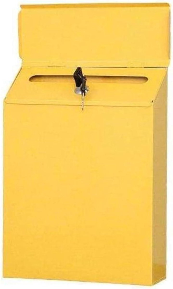 Metalen brievenbus - Postbus muur - Veilig post ontvangen - Grote capaciteit - 23x6x30cm - Geel
