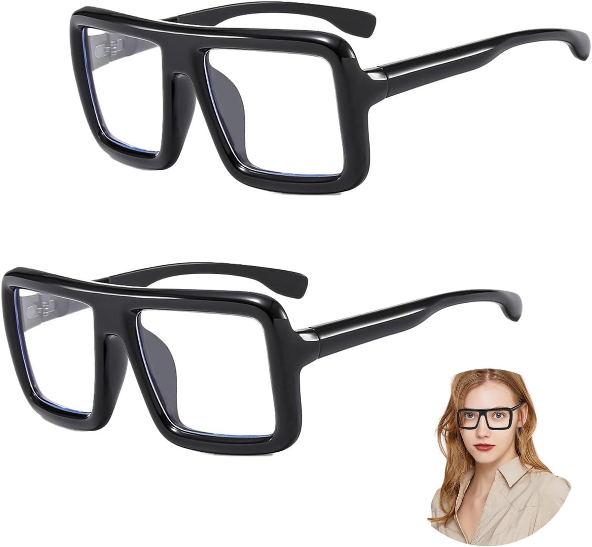 Overmaatse brillen - retro grote montuur - dikke zwarte frames - trendy modeaccessoires - ShopVlot