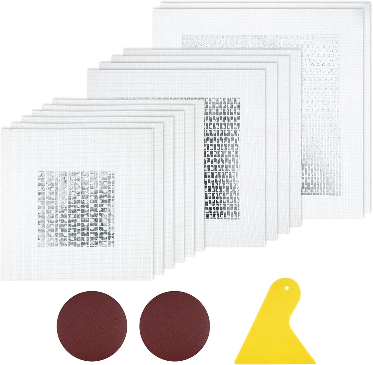 Wandreparatie patches set 12 stuks - zelfklevend aluminium - inclusief schraper en schuurpapier - ShopVlot