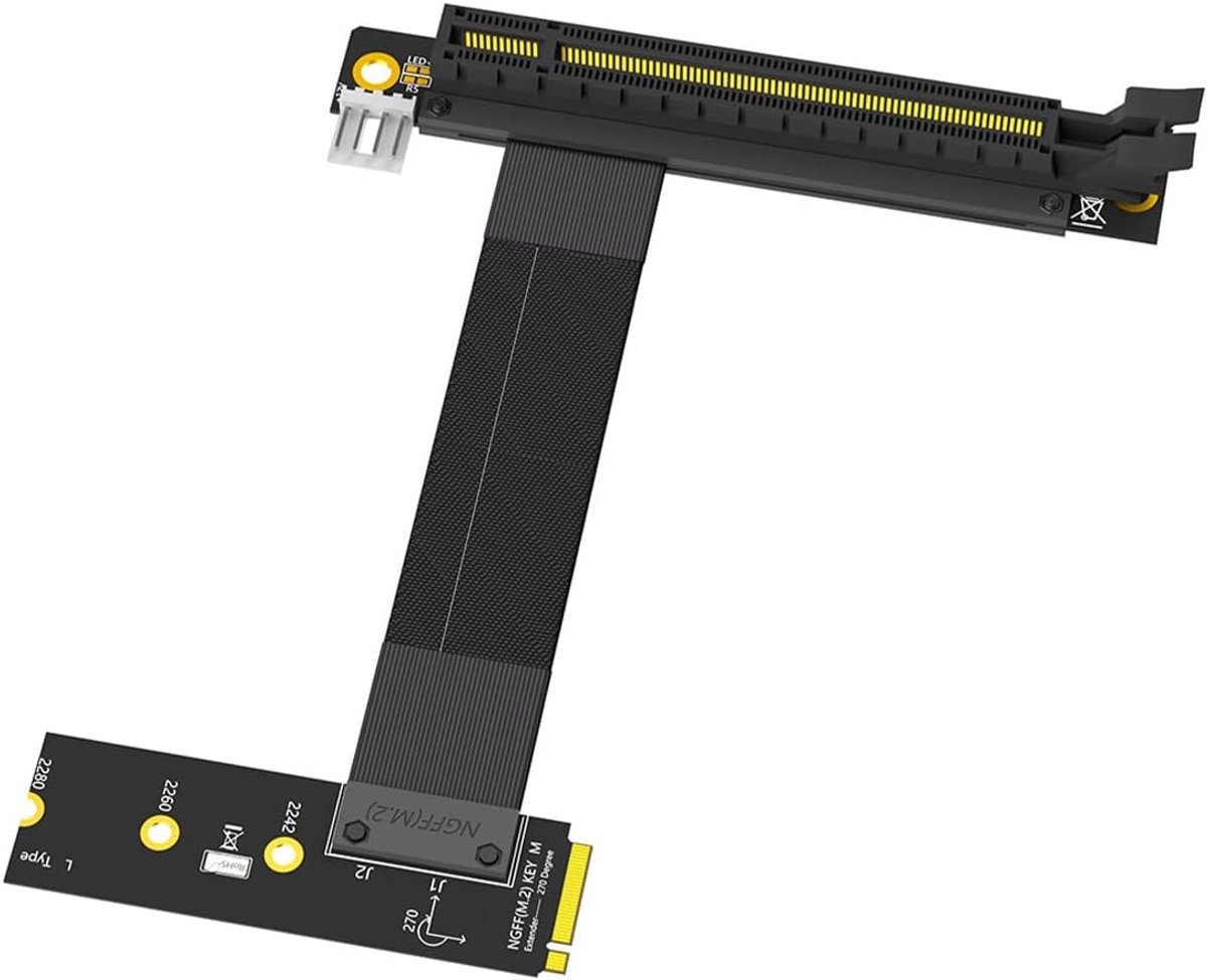 Riser kabel PCIe 3.0 X16 naar M.2 NVME M sleutel - 90 graden links - Hoge snelheid - Ideaal voor uitbreiding - ShopVlot