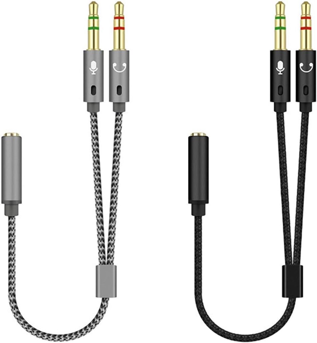 3.5mm splitter microfoon en audio - 2x 3.5mm male - TRRS splitter - ideaal voor pc en laptop - ShopVlot