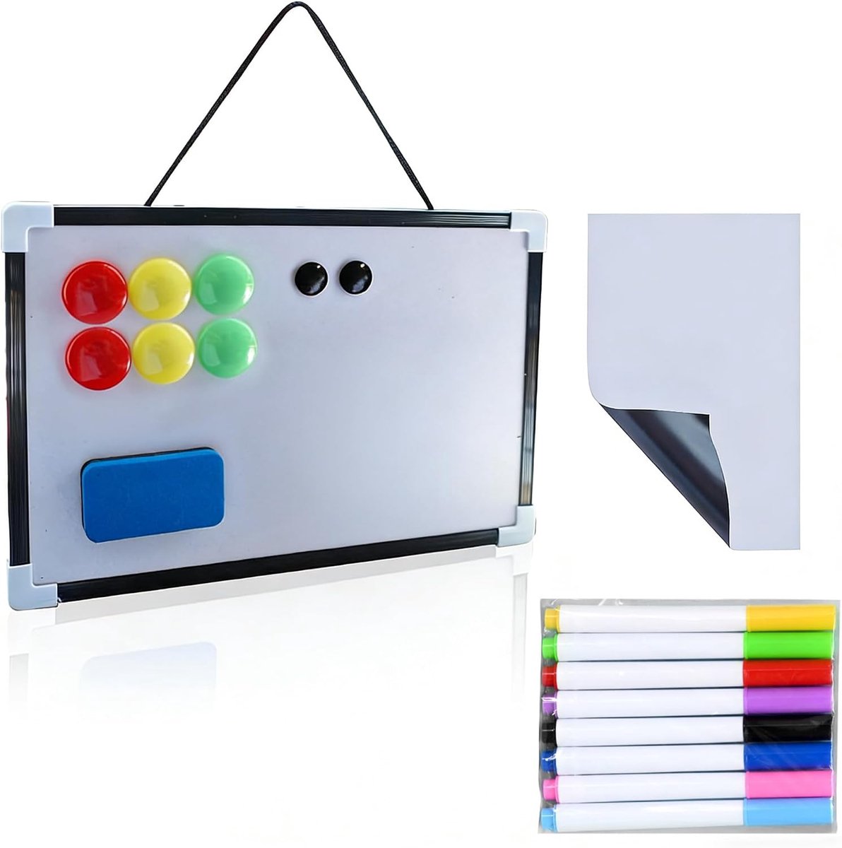 Whiteboard A4 klein - dubbelzijdig draagbaar - ophangbaar met accessoires - ideaal voor thuiskantoor - ShopVlot
