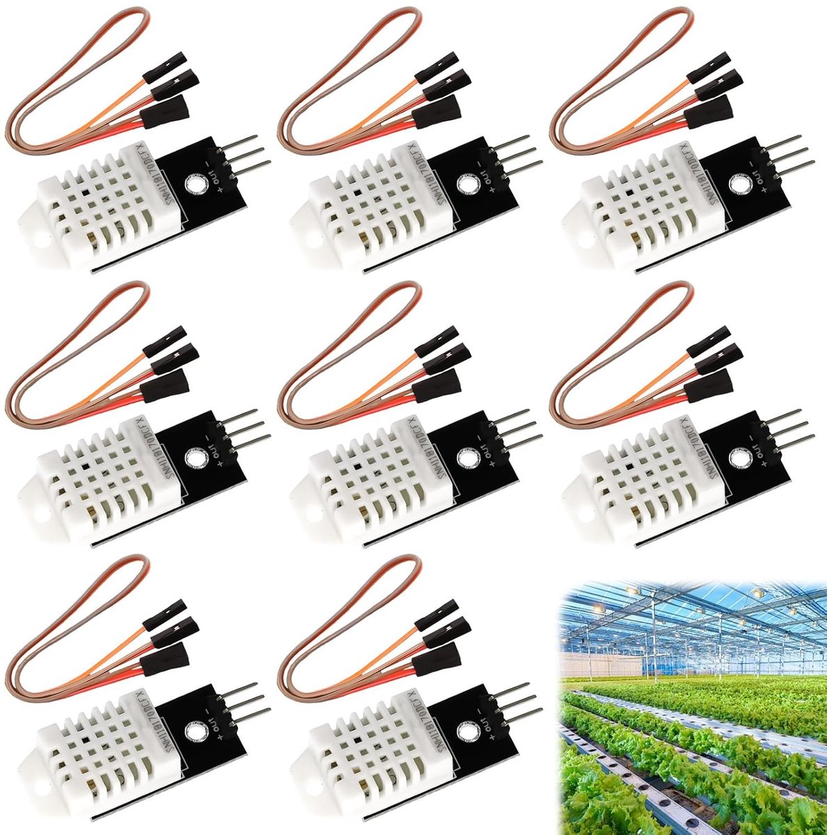 DHT Temperatuur en Vochtigheid Sensor - 8 stuks met Circuitbord en Kabel - Hoge Precisie en Betrouwbaarheid - ShopVlot