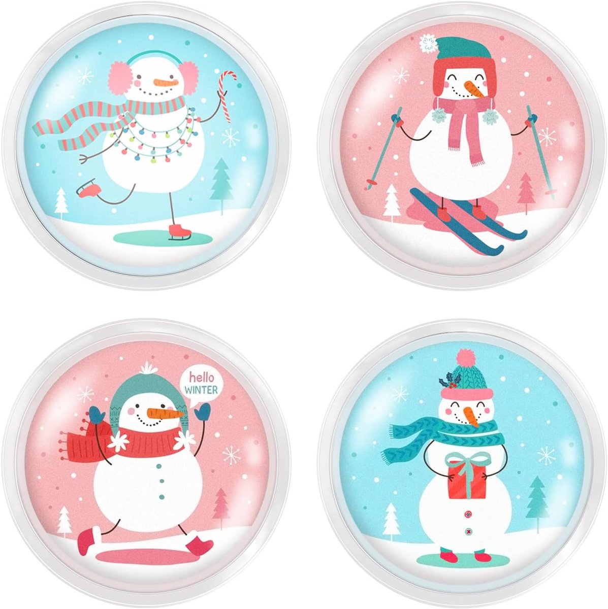 Handwarmers, Herbruikbaar, 4 Mini Handwarmers - Sneeuwman Motief - Voor Instant Warmte op Koude Dagen - ShopVlot