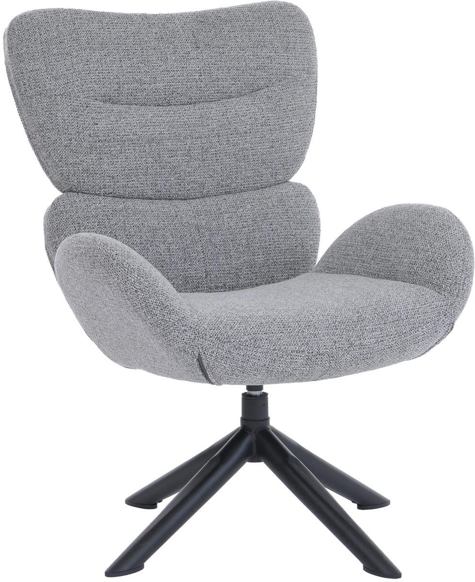Loungestoel MCW-Q53, fauteuil, loungestoel, eetkamerstoel, draaibaar, metaal, chenille (420 g/m²) ~ donkergrijs