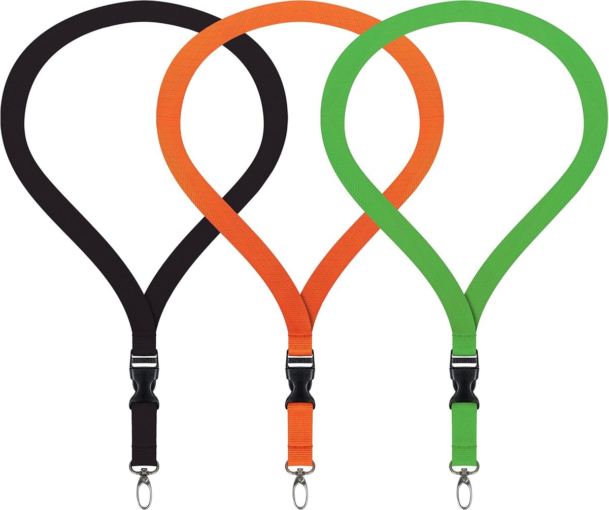 Sleutellanyards set van 3 - zwart oranje groen - 20 mm breed - sterke karabijnhaak - ideaal voor sleutels en ID-kaarten - ShopVlot