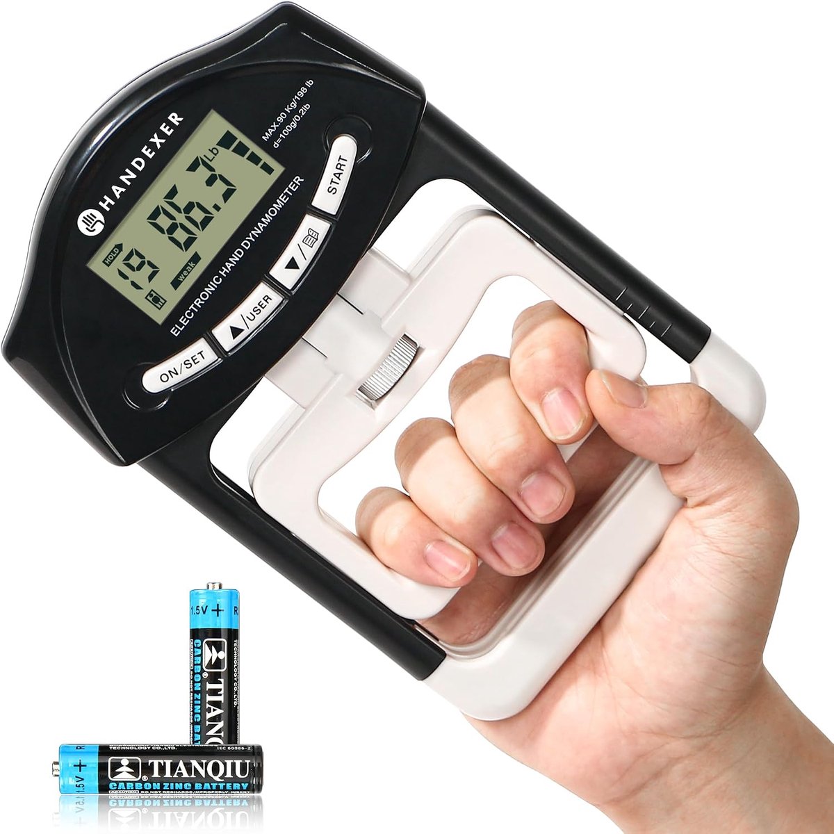 Grip Strength Tester - 180 lbs/90 Kgs - Handheld Dynamometer - Versterkingsoefening voor Sport en Thuisgebruik - ShopVlot