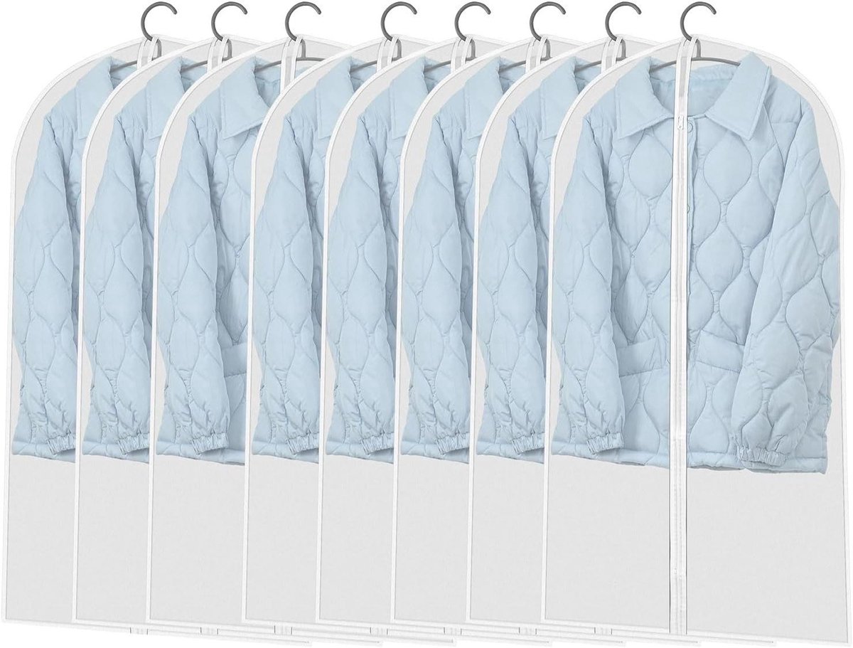 Kledinghoezen Set - Pakzakken Beschermers - Kleding Opbergen - Stof en Vocht Vrij - 8 Stuks 60x100cm - Transparant