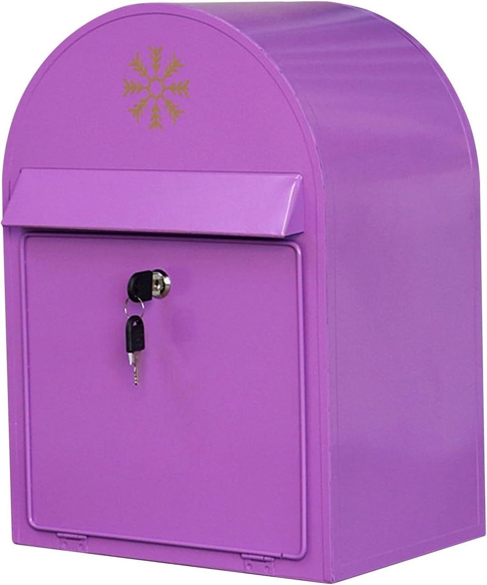 Brievenbus met slot - Buitenpostbak Postkast - Veilig Post Ontvangen - Verzinkt Staal - 30x20x40 cm - Paars