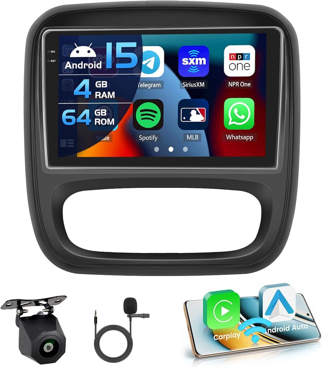 Auto radio 6'' - 4GB + 64GB - Android 15 - met draadloze Carplay - ShopVlot