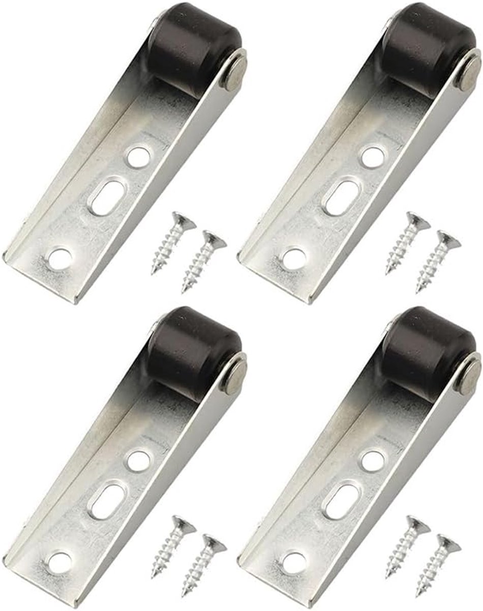 Schuifdeurwielen set van 4 - Zwarte zwenkwielen - Stil en soepel - Ideaal voor meubels en schuifdeuren - ShopVlot