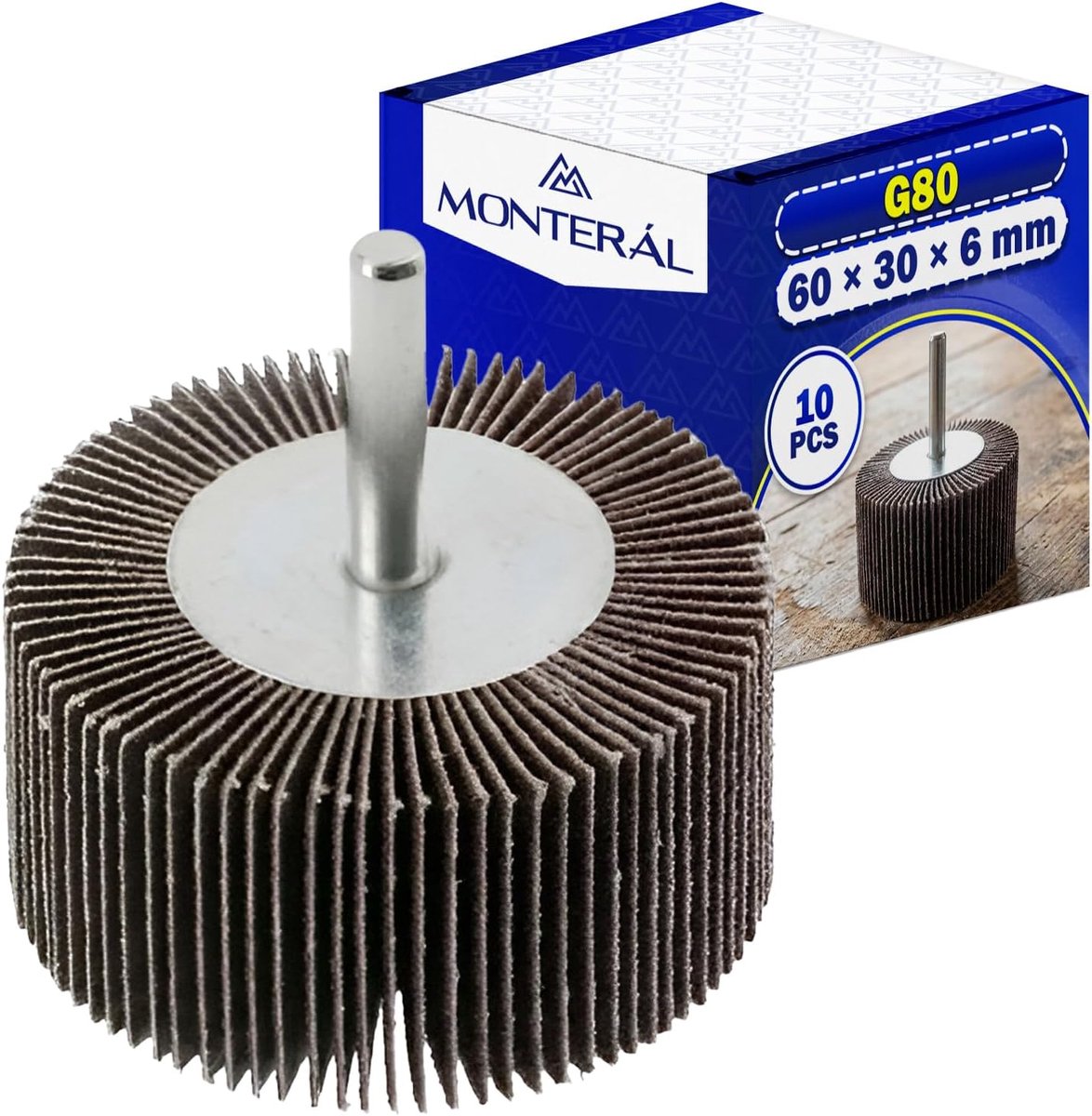 Schuurschijven voor boren 60 mm - G180 aluminiumoxide - 10 stuks - voor metaalbewerking - ShopVlot