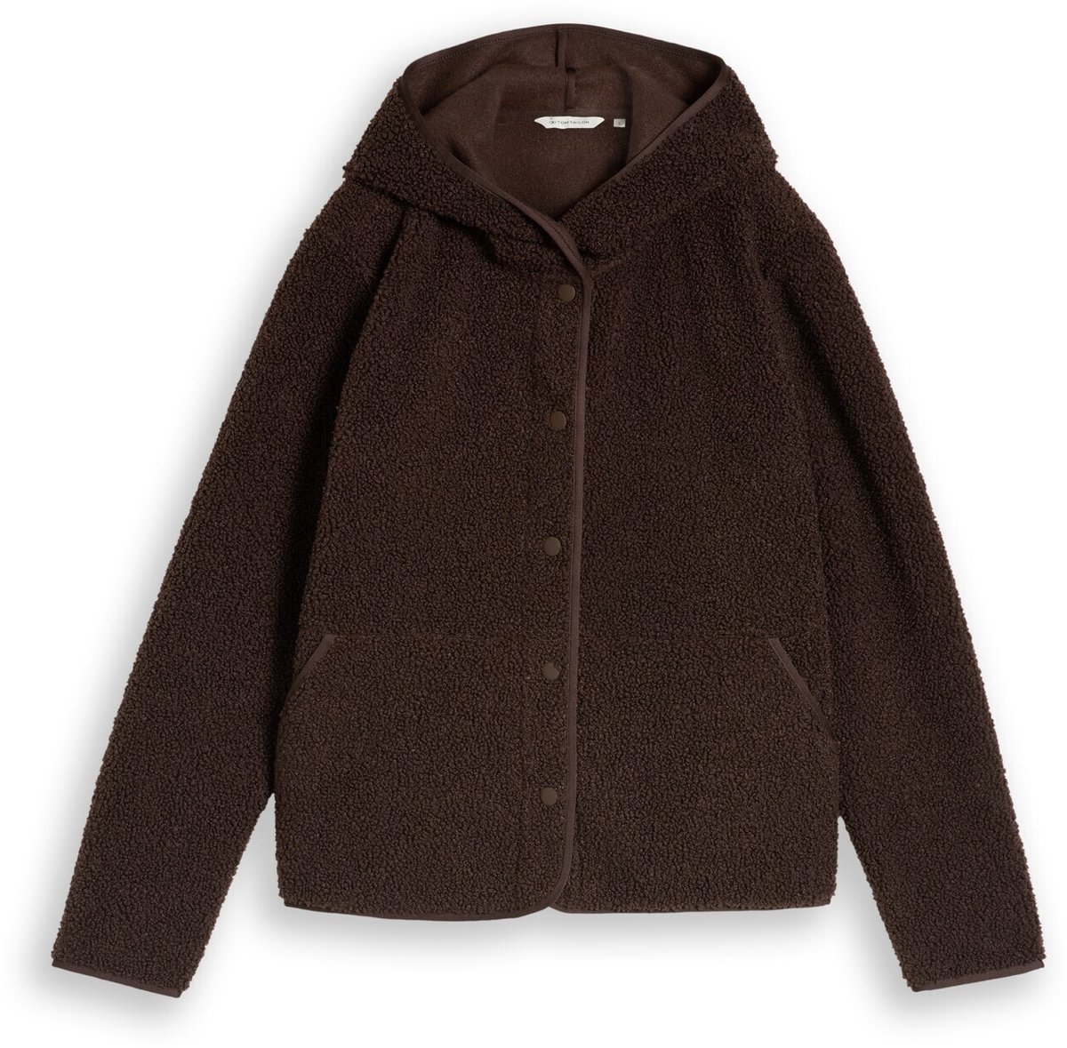 Tom Tailor - Teddy-sweatjack met capuchon - Maat XL - java dark brown