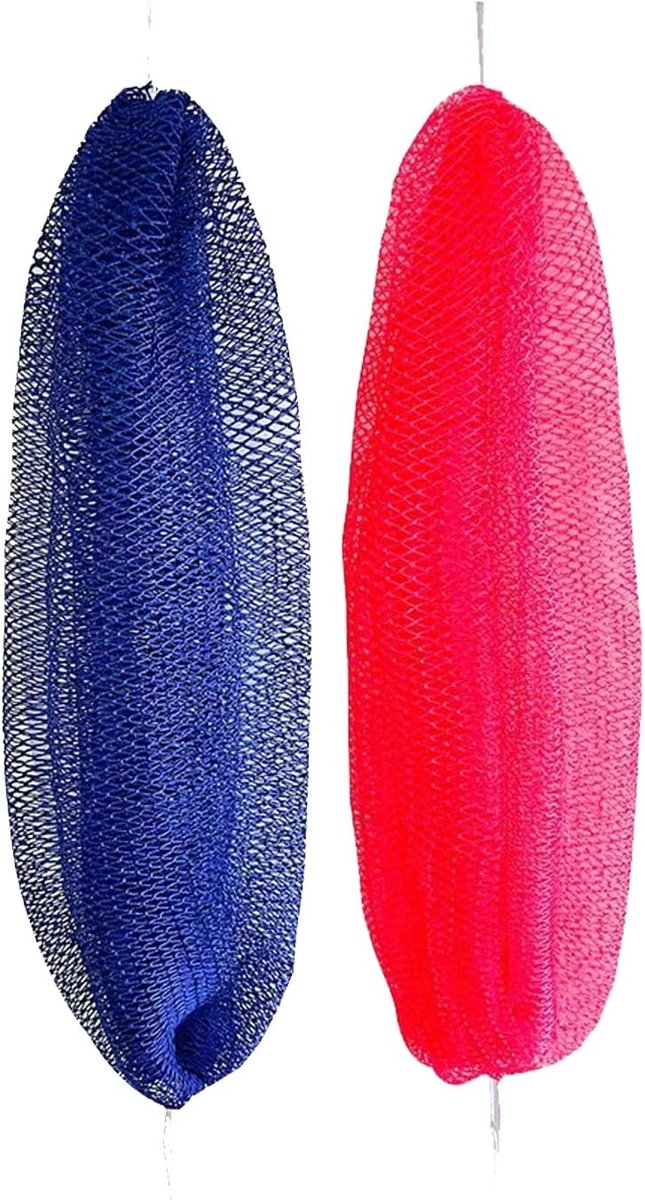 Bad spons met touwhandvat - 2 stuks - Nylon net - Exfoliërend voor een zachte huid - ShopVlot