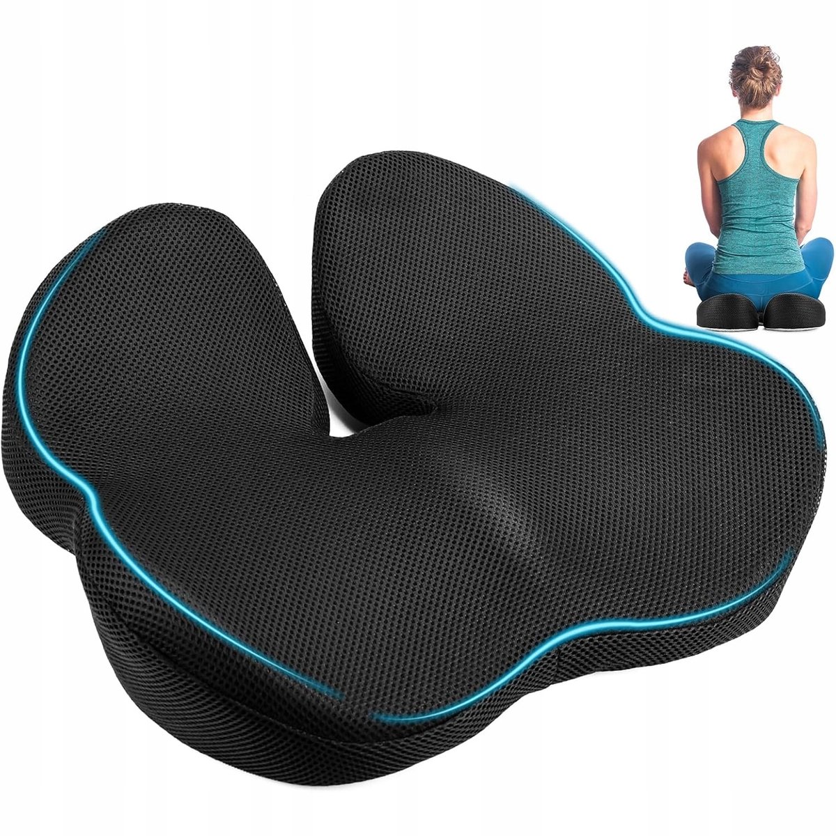 Ergonomisch Zitkussen Geheugenschuim - Zwart, Pijnverlichting Zitvlak