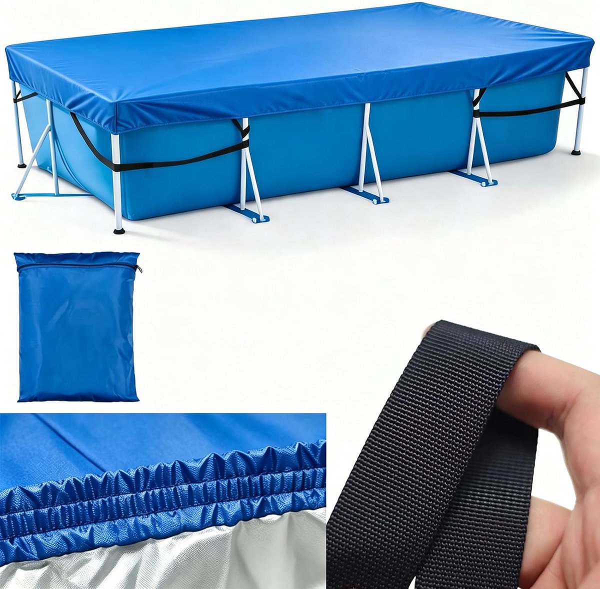 450 x 220 cm pool cover for rectangular surface-mounted pools, sun cover, pool cover with integrated elastic and - ShopVlot