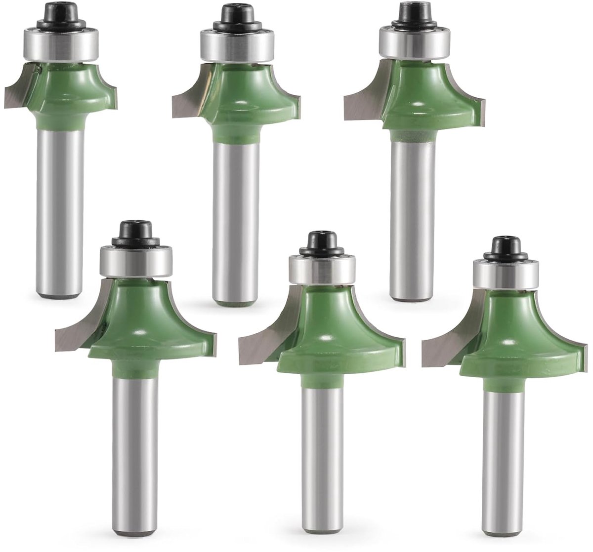 6 Pcs Rounding Cutters, 8mm Shank, Radius Cutting Set with Ball Bearings, Round Router Bits, Milling Head for Milling - ShopVlot