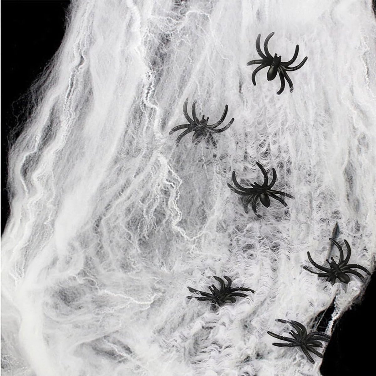 Halloween-spinnenweb met 40 spinnen, griezelige woondecoratie, complete set voor feestjes, uitbreidbare decoraties - ShopVlot