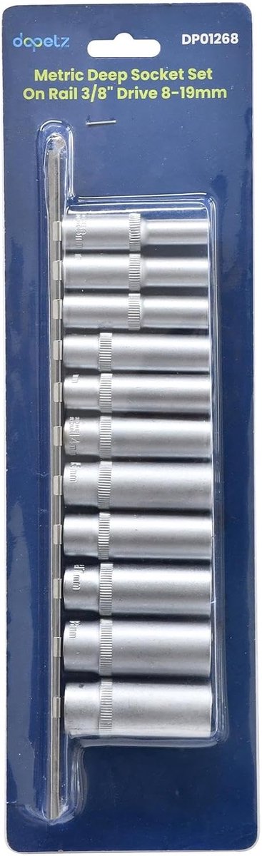 Dapetz ® Deep Socket Set Long Reach Sockets On Rail 3/20.3cm Driving Heavy Duty 8-19mm - ShopVlot