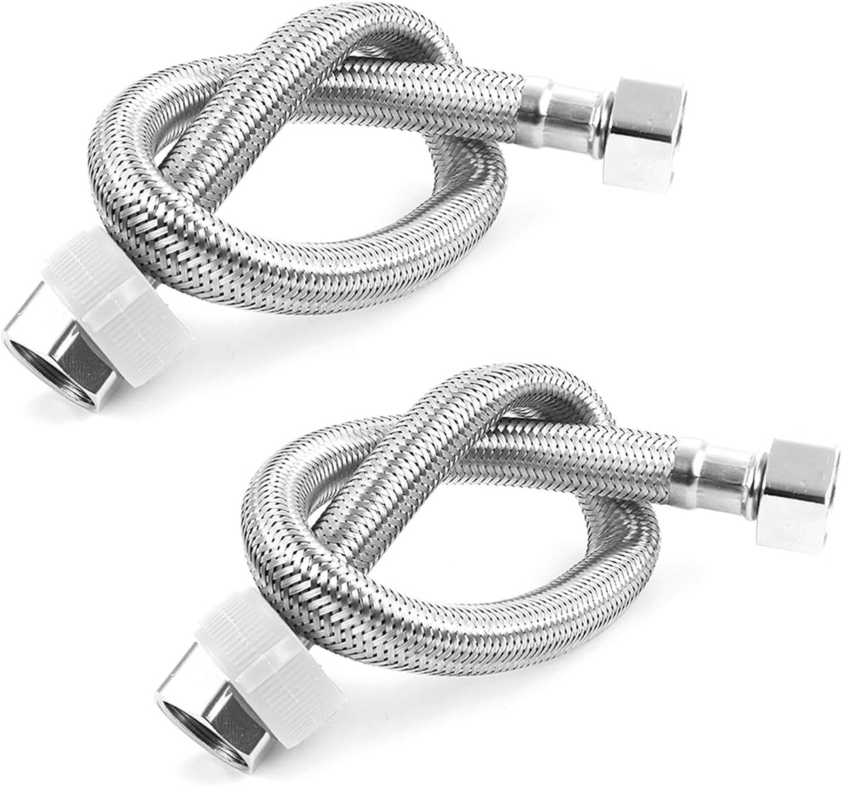 2 Pcs Flexible Hose for Fixture, 30cm Length Armor Hose 304 Stainless Steel Connecting Hose G 1/2" - ShopVlot