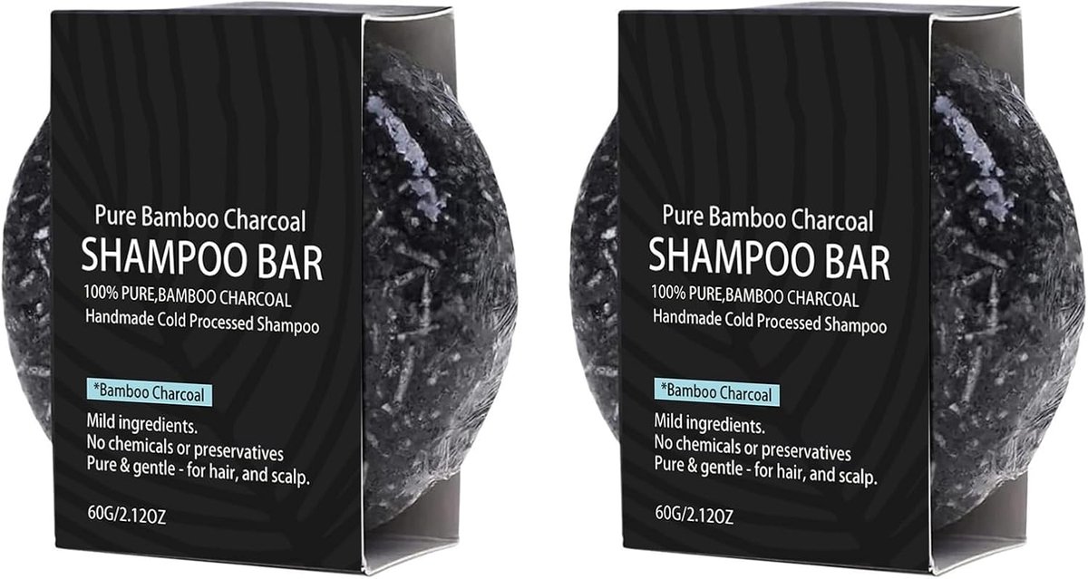 Houtskool Shampoobar 2 Stuks - Dieptereinigende Reiniging van Hoofdhuid, Verwijdert Overtollig Talg, Vermindert Roos - ShopVlot