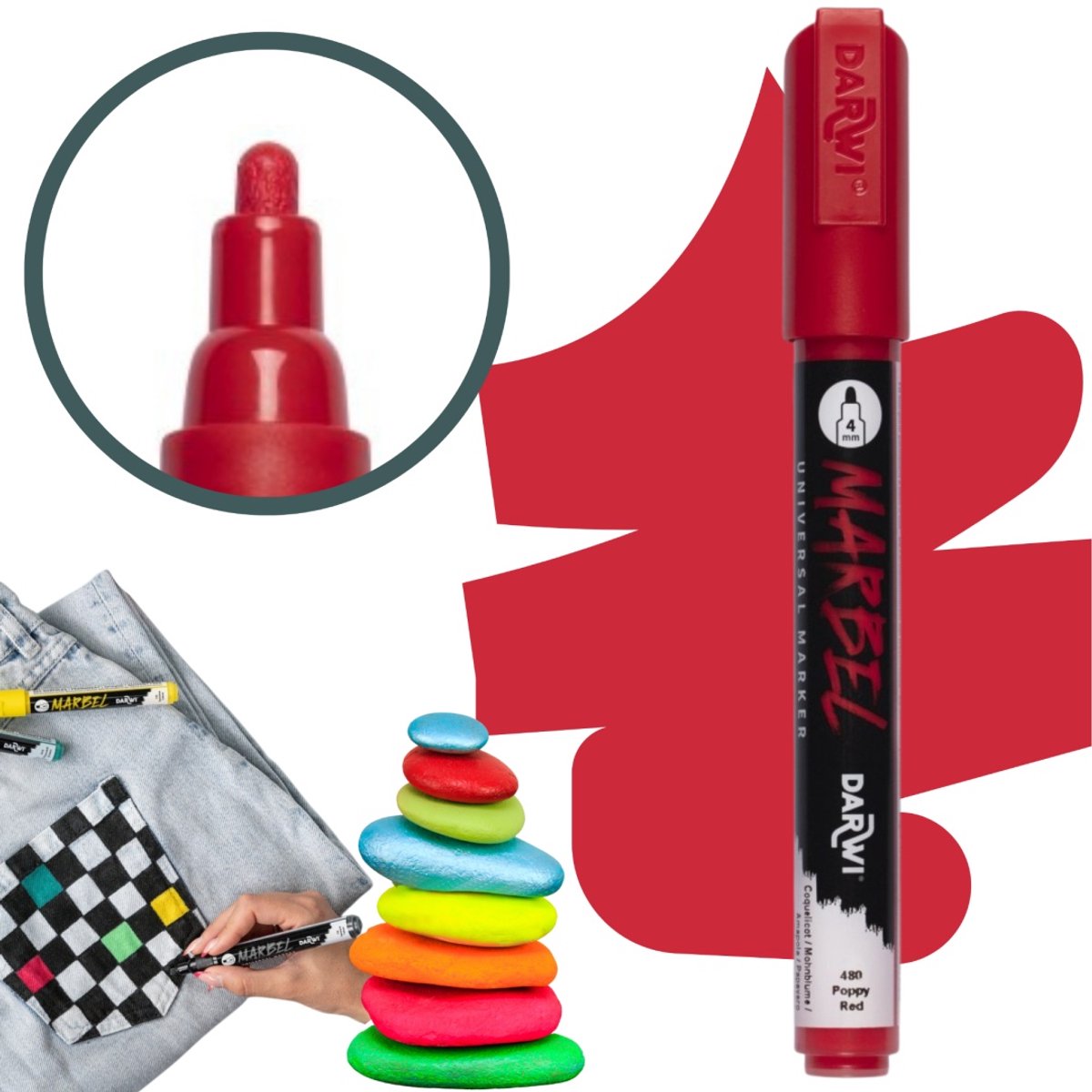 Acrylmarker MARBEL 4mm Poppy Red - voor diverse materialen