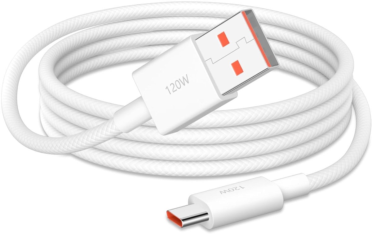 USB-C-kabel 1M - gevlochten nylon - 120W snel opladen - voor Xiaomi smartphones - ShopVlot