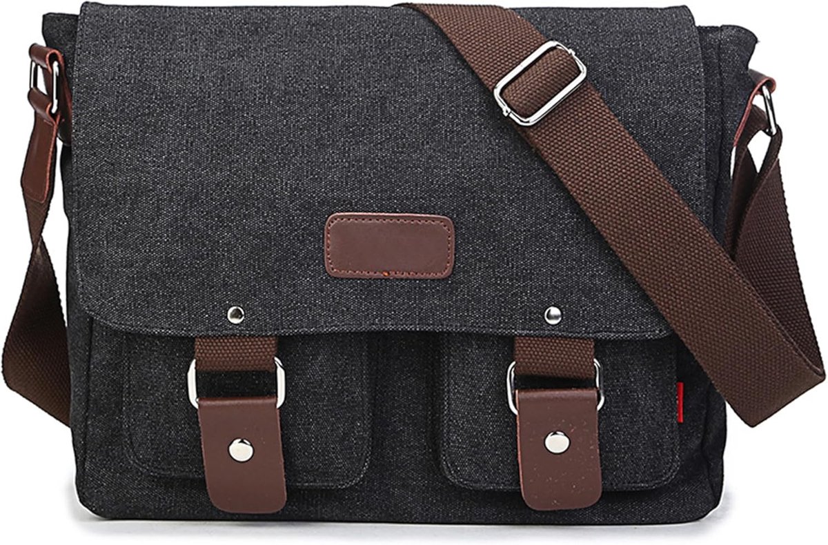 Schoudertas voor mannen - Canvas - Multifunctioneel - Geschikt voor school - ShopVlot