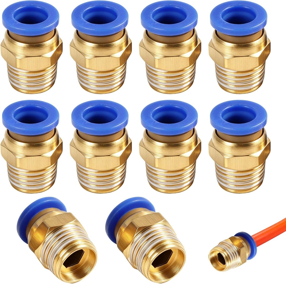 Pneumatische fittingen 8 mm - rechte verbinding - 1/4 BSP buitendraad - voor persluchtsystemen - ShopVlot
