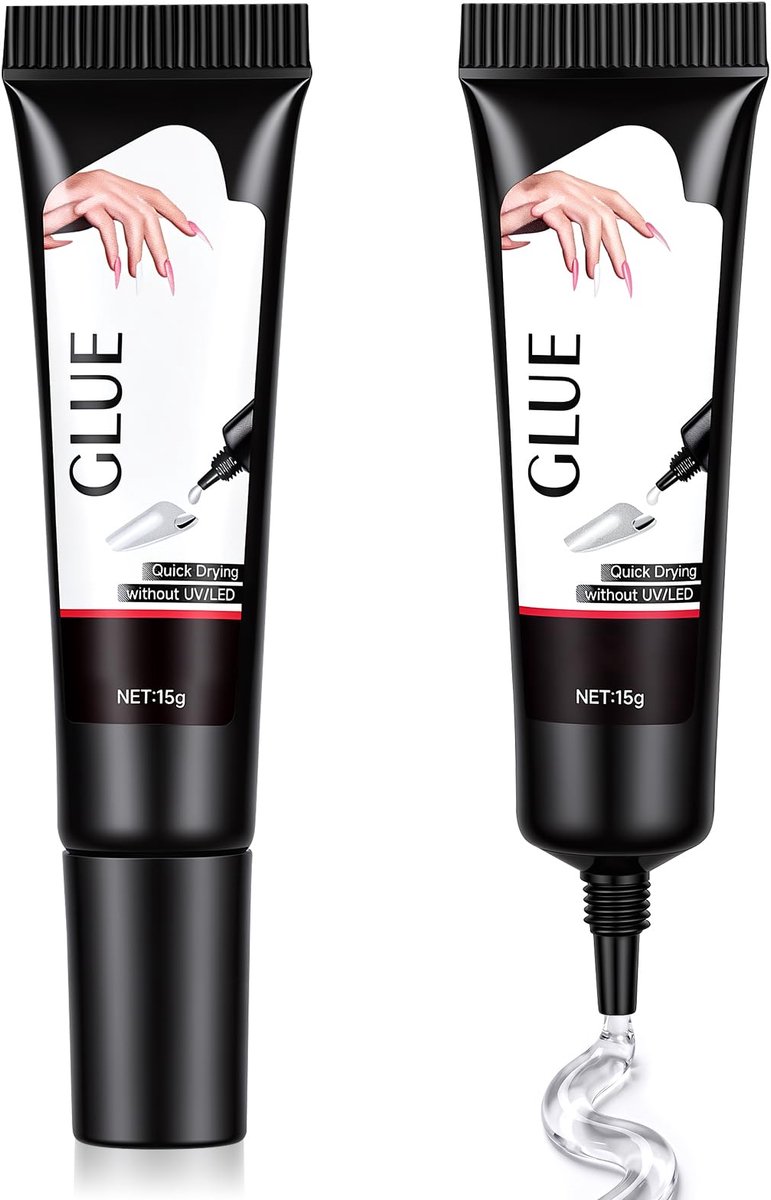 Nagellijm gel 2 x 15 g - Uitharden met lamp - Voor acrylnagels en kunstnagels - Sterke hechting - ShopVlot