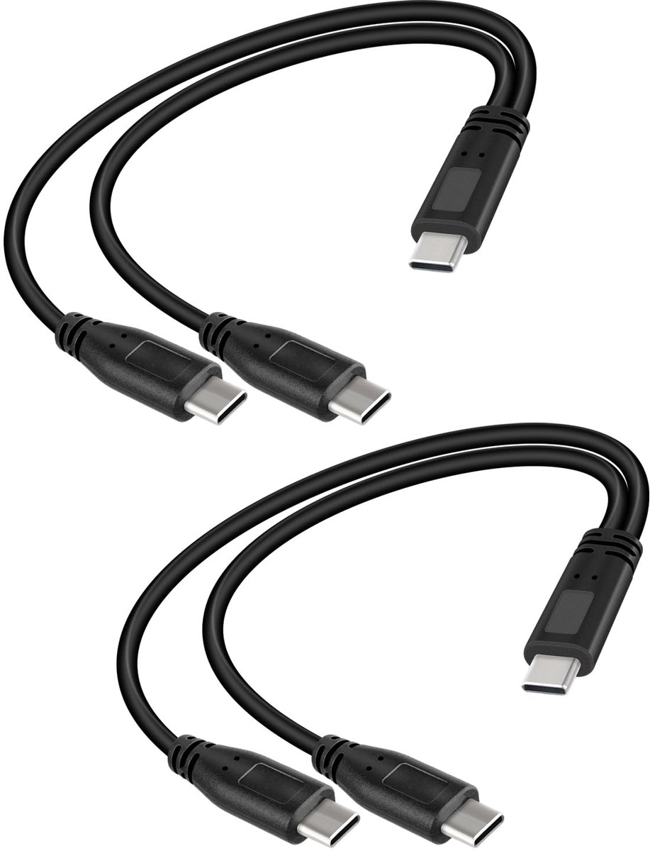 2-in-1 Multi-USB C Splitter Oplaadkabel - Korte Y-kabel - 2 Type C aansluitingen - Gelijktijdig opladen van 2 apparaten - ShopVlot